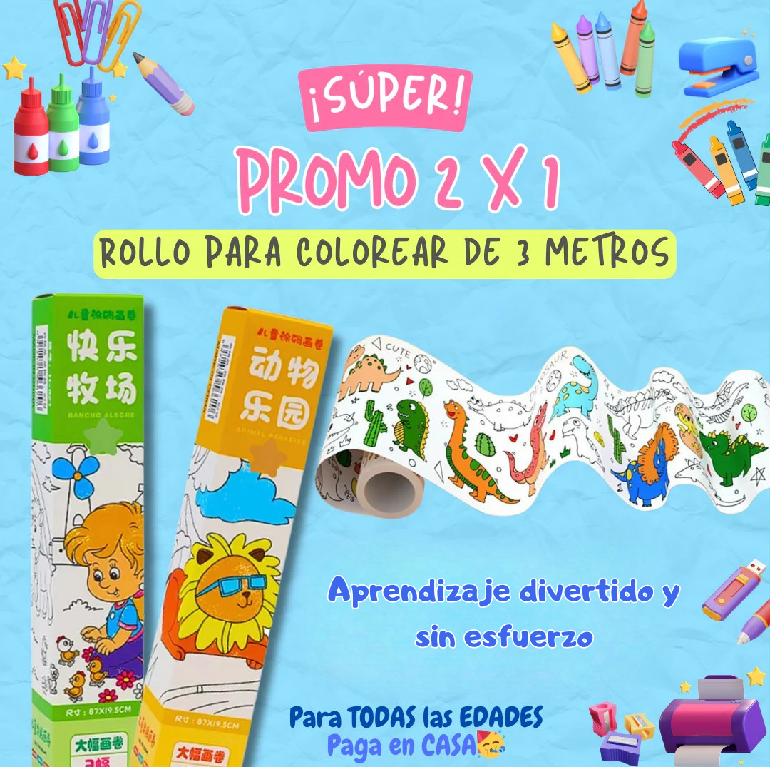 OFERTA ESPECIAL 2X1 🌈ROLLO PARA COLOREAR X 3 mt🤩